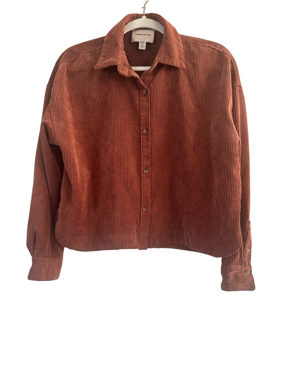 Industry terracotta-colored corduroy button-down long-sleeve shirt size Small